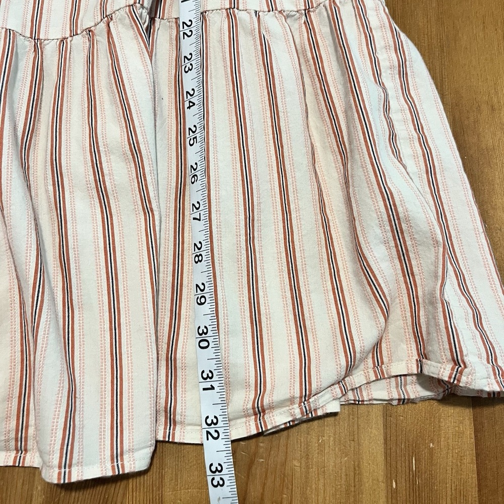 LOFT Women's Mini Dress Size 2 Red Pink Striped Puff Sleeve Babydoll Summery - Picture 13 of 13
